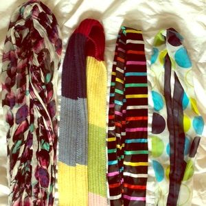 4 multicolored scarves